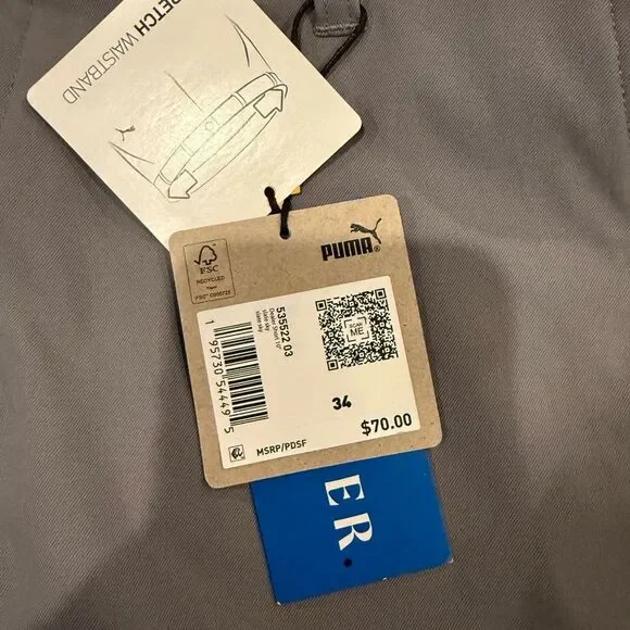 PUMA Men’s Golf Shorts 34 Gray Stretch Waistband UPF 50+ Moisture Wicking - Picture 7 of 9